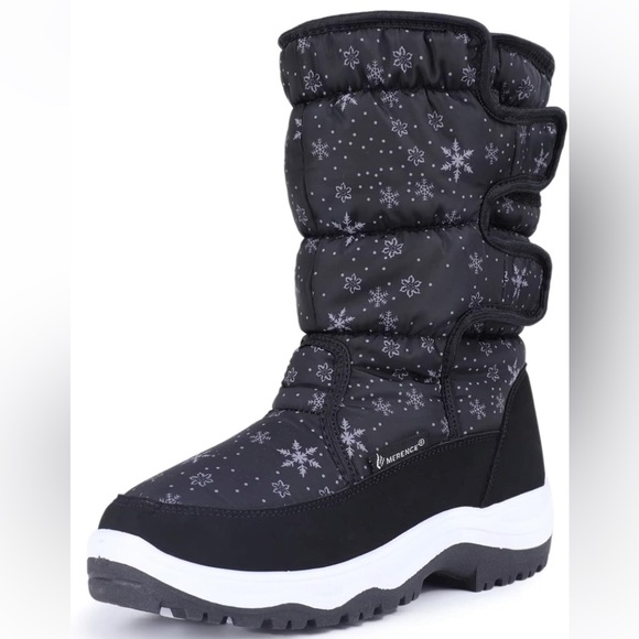 Black Snowflake Winter Boots - Picture 1 of 10